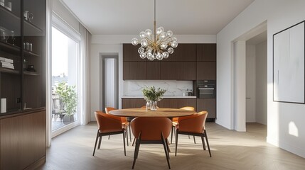 Modern Dining Room with Kitchen View