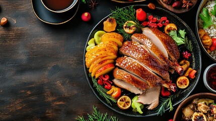 Beautifully Arranged Roasted Duck on a Plate