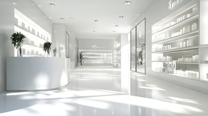 Obraz premium 27. A clean, polished 3D environment with a soft shadow effect and a prominent open space for product display.