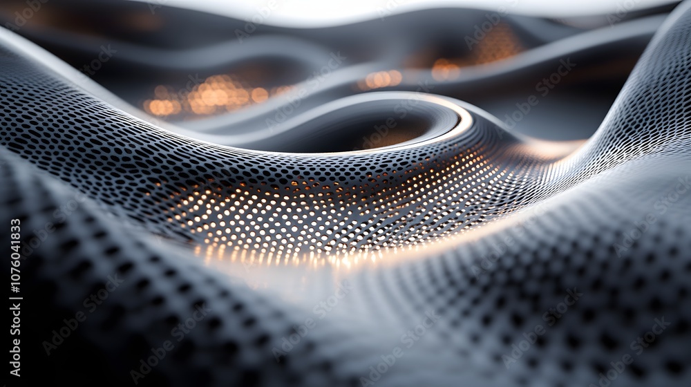 Poster 28. a 3d futuristic scene with soft glowing lights and dynamic patterns, leaving a clear spot for a 
