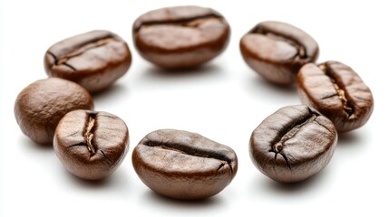 Roasted Coffee Beans in Neat Circle Arrangement