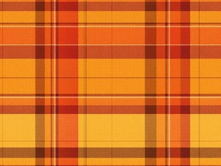 Autumn Orange and Yellow Plaid Pattern Background - Seamless Fall Fabric Texture Illustration
