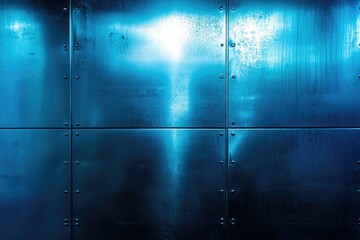 Blue metal wall with rivets