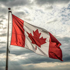The Canadian flag features a red field with a white square in the center.