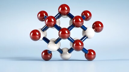 3D Molecular Structure Red White Blue Spheres Science Education