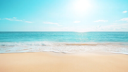 Fototapeta premium Tranquil beach with gentle waves lapping at the shore under a bright, sunny sky