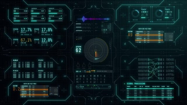 Advanced HUD interface. Blue future head up display screen, Digital technology background concept