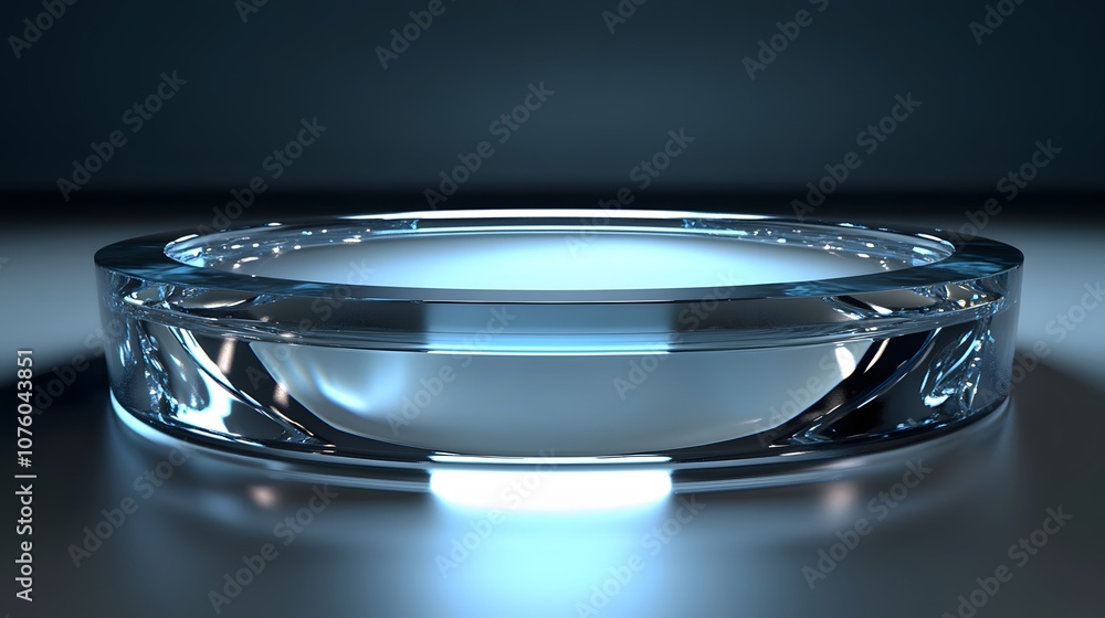 Aufkleber 32. a polished 3d display with reflective surfaces, dynamic light sources, and a clear empty center 