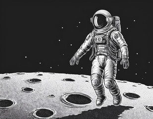 月で活動する宇宙飛行士！ハーフトーン
