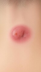 Fototapeta premium Close-up image of a skin lesion caused by neurofibromatosis located on the nape of the neck, neurofibromatosis, detail, health