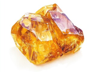 Yellow and Purple Crystal on White Surface