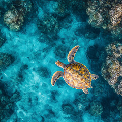 Obraz premium green sea turtle swimming