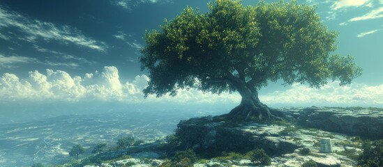 Obraz premium Solitary Tree on a Clifftop