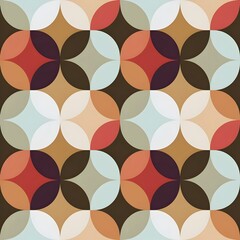 Colorful Mid-Century Modern Circles with Depth Wallpaper Pattern