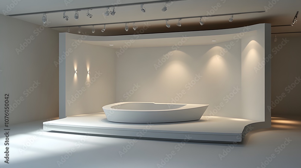 Aufkleber 21. a modern, stylish 3d display with an elegant floating platform and a spacious central area for a