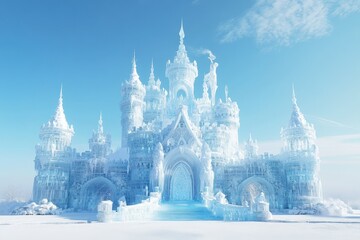 Enchanted Ice Castle Under Clear Sky