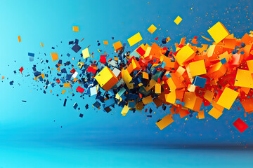 Explosion of geometric shapes, symbolizing creativity and innovation