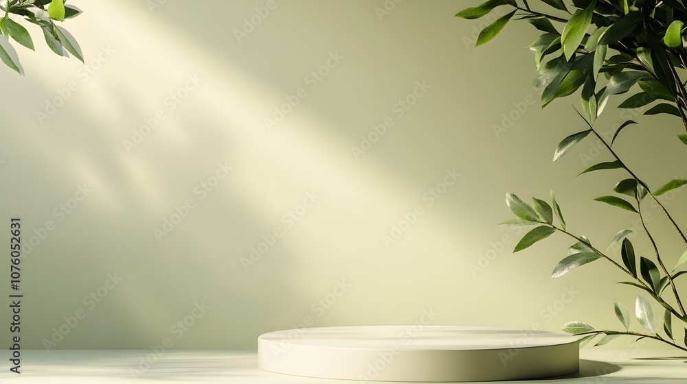 Poster 5. a minimalist 3d scene with a floating podium and soft gradient background, leaving an empty area 