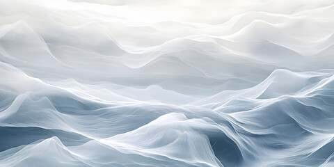 Fototapeta premium Abstract Flowing Fabric: A serene and ethereal abstract image of flowing white fabric. The fabric's gentle curves and soft light create a dreamy and calming atmosphere, reminiscent of clouds.
