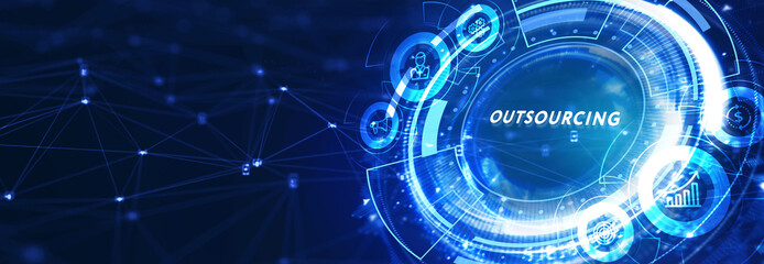 Business, Technology, Internet and network concept. Outsourcing human resources. 3d illustration