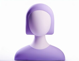 Female 3D minimalistic purple avatar icon character