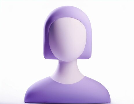 Female 3D minimalistic purple avatar icon character