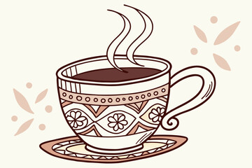 Classic Coffee Cup with Warm and Cozy Design - Vector Clip Art for Beverage Lovers