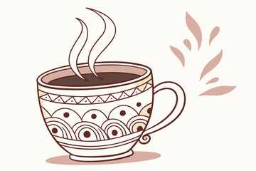 Classic Coffee Cup with Warm and Cozy Design - Vector Clip Art for Beverage Lovers