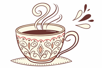 Classic Coffee Cup with Warm and Cozy Design - Vector Clip Art for Beverage Lovers