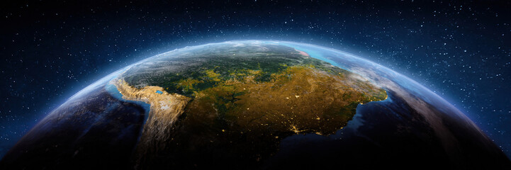 South America space drone view