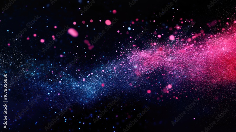 Poster vibrant abstract cosmic background with colorful particles and stars creating a dreamy illusion of d