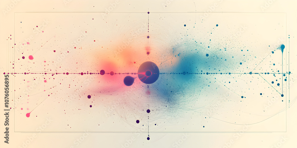 Poster abstract network: a captivating abstract design featuring interconnected dots and lines radiating ou