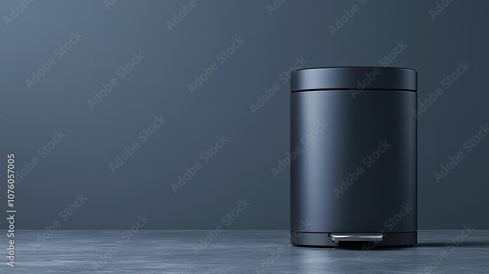 Poster sleek modern trash bin on minimalist background highlighting contemporary design and functionality i