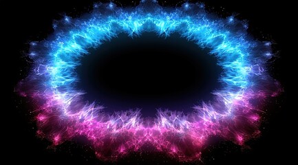 abstract orb-shaped with a blue and purple particle 