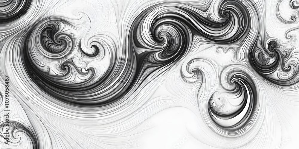 Poster fluid dynamics: abstract swirls of gray and white