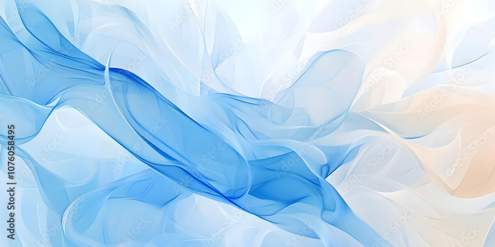 Poster flowing blue tulle fabric: a delicate and ethereal abstract of soft blue tulle fabric, creating a me