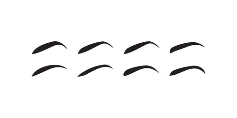 Set of eyebrow collection, eyebrows icon, Cartoon eyebrows shapes, thin, logo, Classic eyebrows, brow makeup shaping vector illustration set.