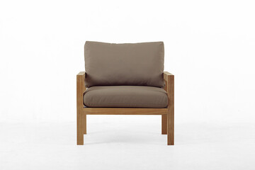 Modern wooden chairs with soft sofa seats