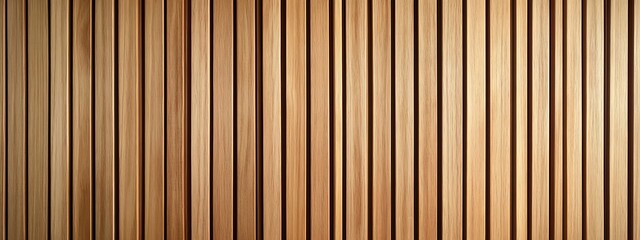  Wooden wall background with vertical slats, texture of natural wood paneling for interior design or backdrop. Wooden paneling wall. 