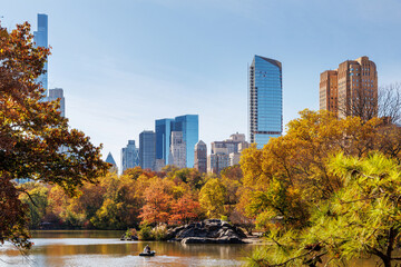 Central Park in New York City on a sunny autumn