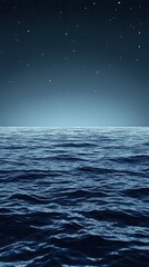 A serene ocean view under a starry night sky, creating a tranquil atmosphere.