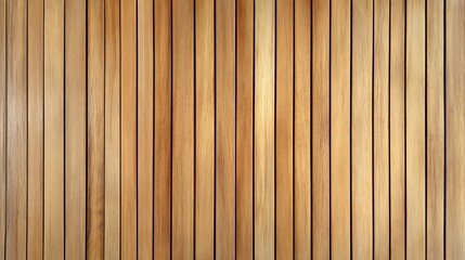 Obraz premium Wooden wall background with vertical slats, texture of natural wood paneling for interior design or backdrop. Wooden paneling wall. 