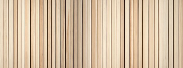 Fototapeta premium Wooden wall background with vertical slats, texture of natural wood paneling for interior design or backdrop. Wooden paneling wall. 