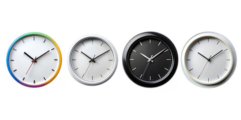 Wall Clock different design isolated on transparent background 