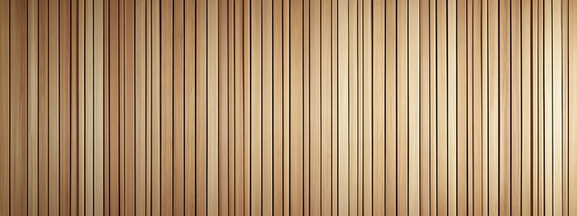 Obraz premium Wooden wall background with vertical slats, texture of natural wood paneling for interior design or backdrop. Wooden paneling wall. 
