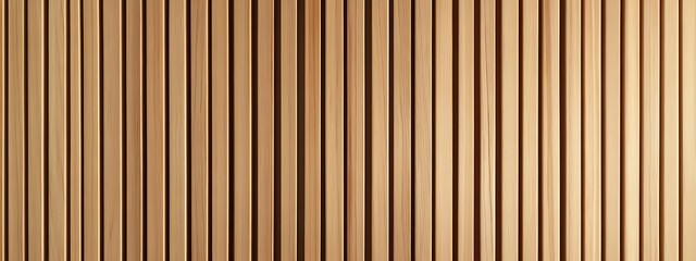 Obraz premium Wooden wall background with vertical slats, texture of natural wood paneling for interior design or backdrop. Wooden paneling wall. 
