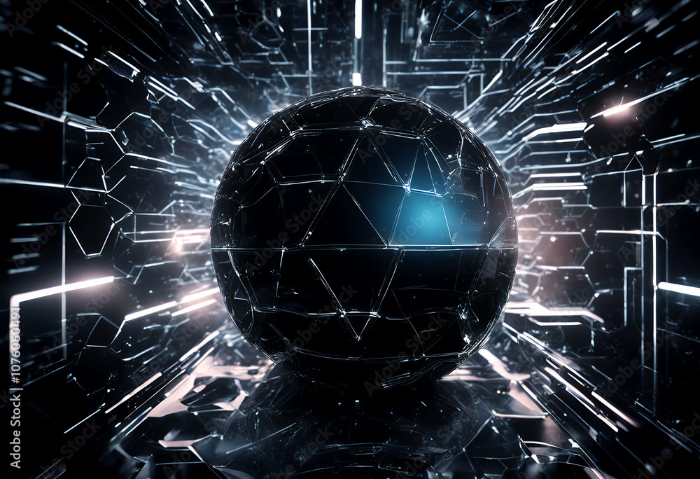 Poster futuristic construction database rendering features dimensional steel effect light template industry