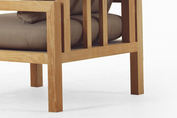 Modern wooden chairs with soft sofa seats