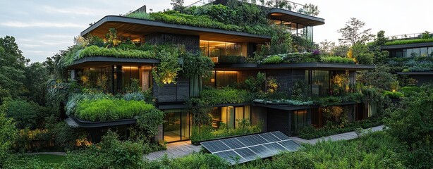 Obraz premium Green Architecture eco building, Eco-Friendly Architecture with Green Building Features