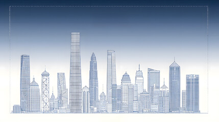 Stylized skyline illustration of modern skyscrapers